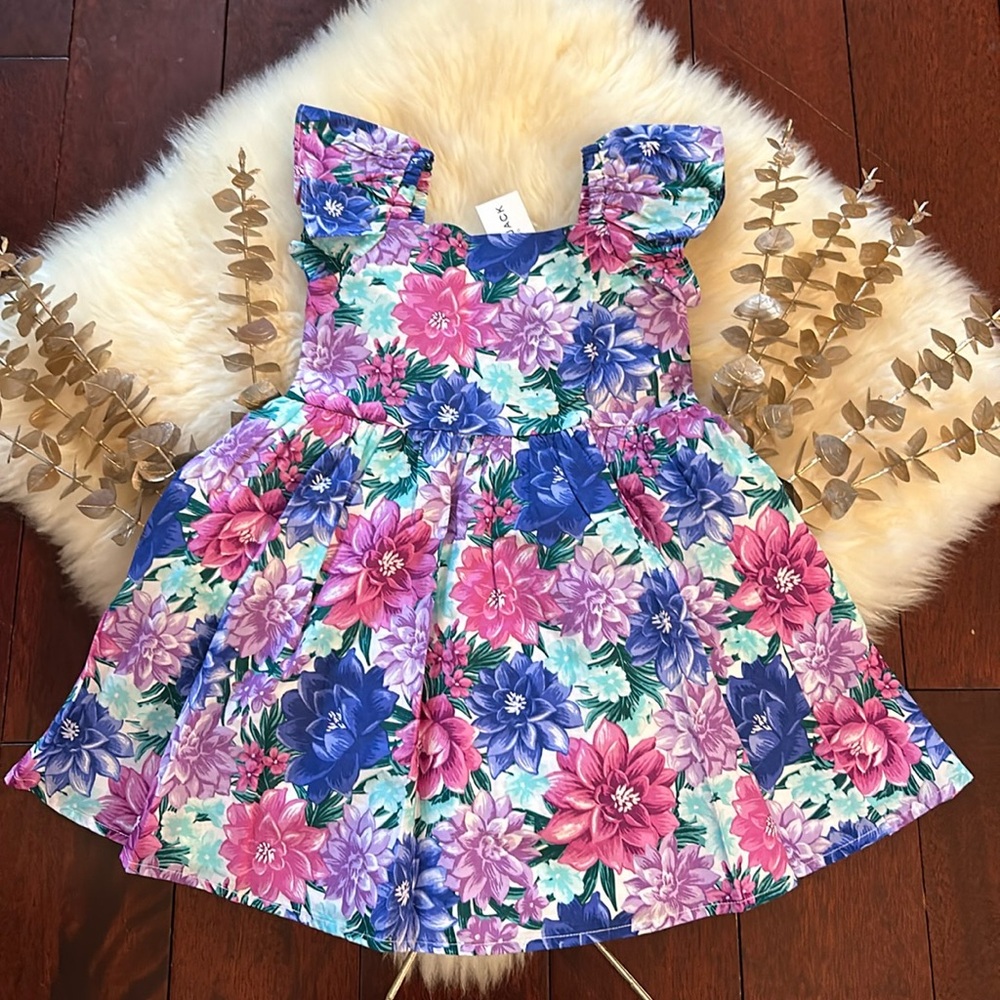 NWT Janie and Jack purple blue floral girls party occasion dress!